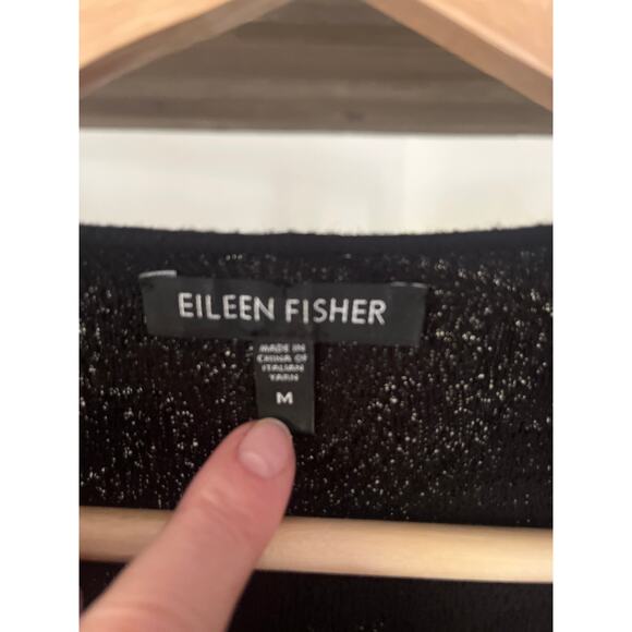 Eileen Fisher Cardigan Textured Cotton Blend in Black Sz M - Picture 2 of 5